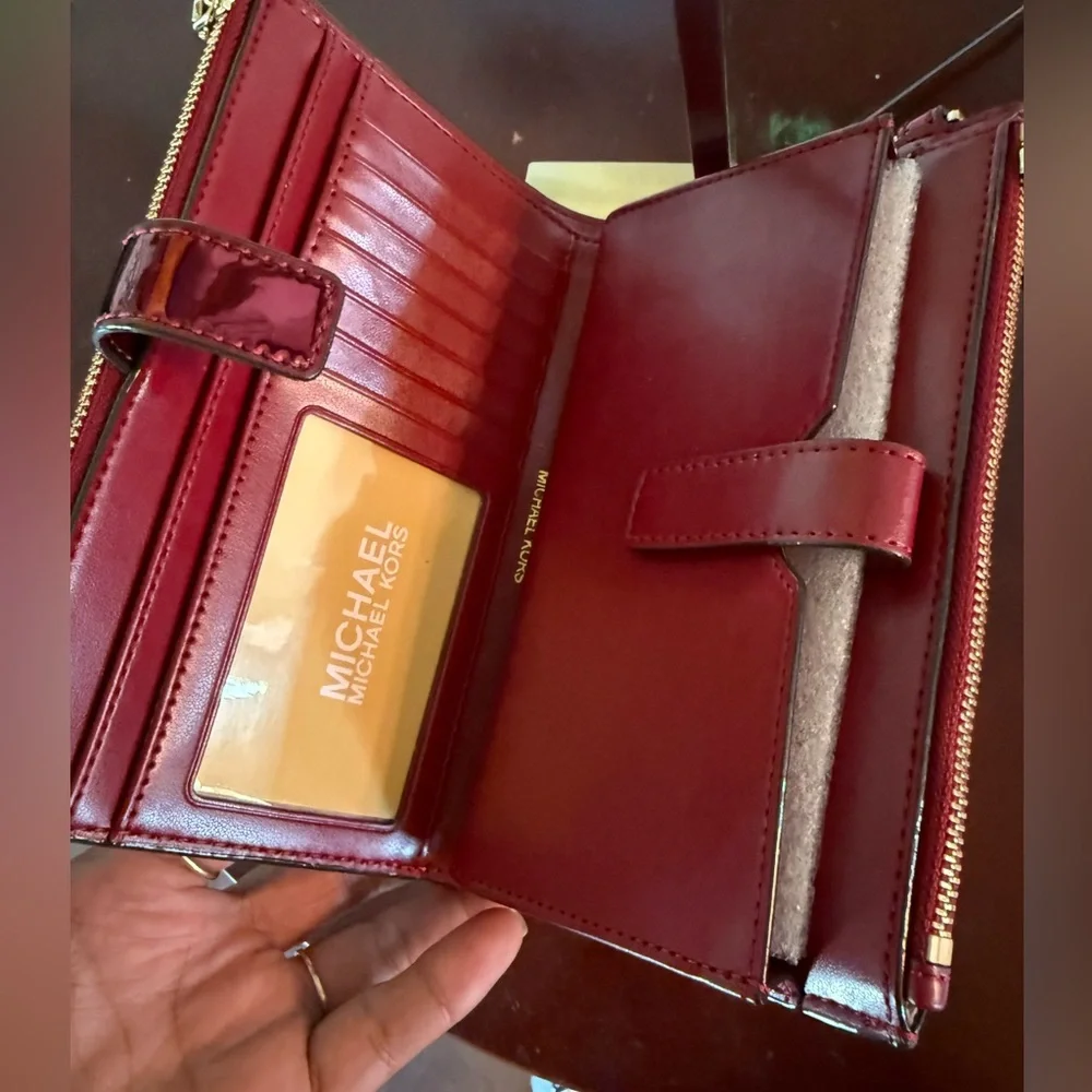 NWT MICHAEL Michael Kors Metallic Red Clutch - Picture 12 of 12